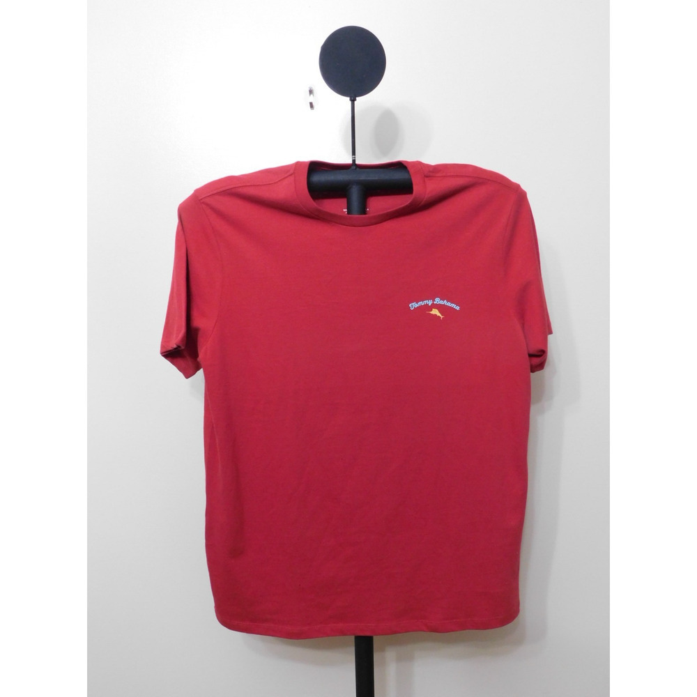 Tommy Bahama Red It's Glow Time Crew Neck Cotton T-Shirt - Size M